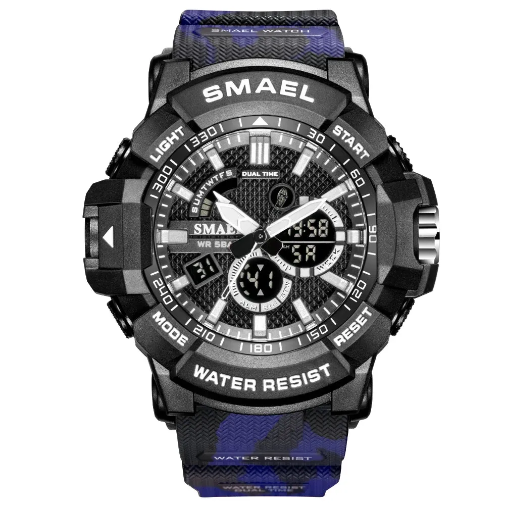 Mens Watches Military 50m Waterproof Sport Watch Camouflage Stopwacth LED Alarm Clock For Male 1809B relogio masculino Watch Men