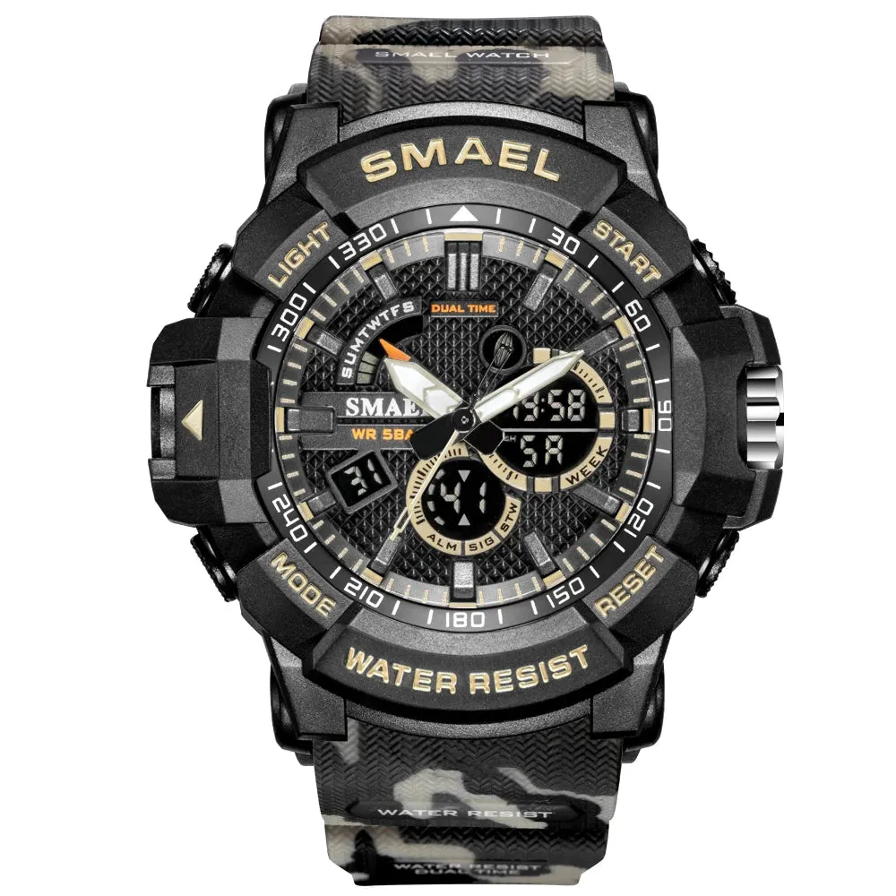 Mens Watches Military 50m Waterproof Sport Watch Camouflage Stopwacth LED Alarm Clock For Male 1809B relogio masculino Watch Men