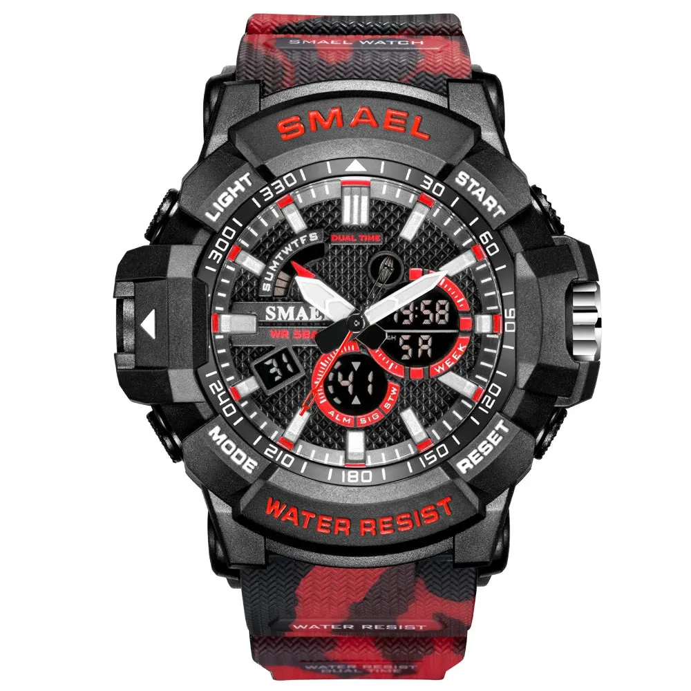 Mens Watches Military 50m Waterproof Sport Watch Camouflage Stopwacth LED Alarm Clock For Male 1809B relogio masculino Watch Men