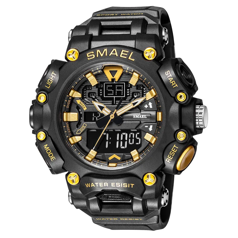 Military Watch Sport Waterproof 50M Stopwatch Analog Digital Wristwatches Week Display Alarm Clock 8053 Digital Watches Mens