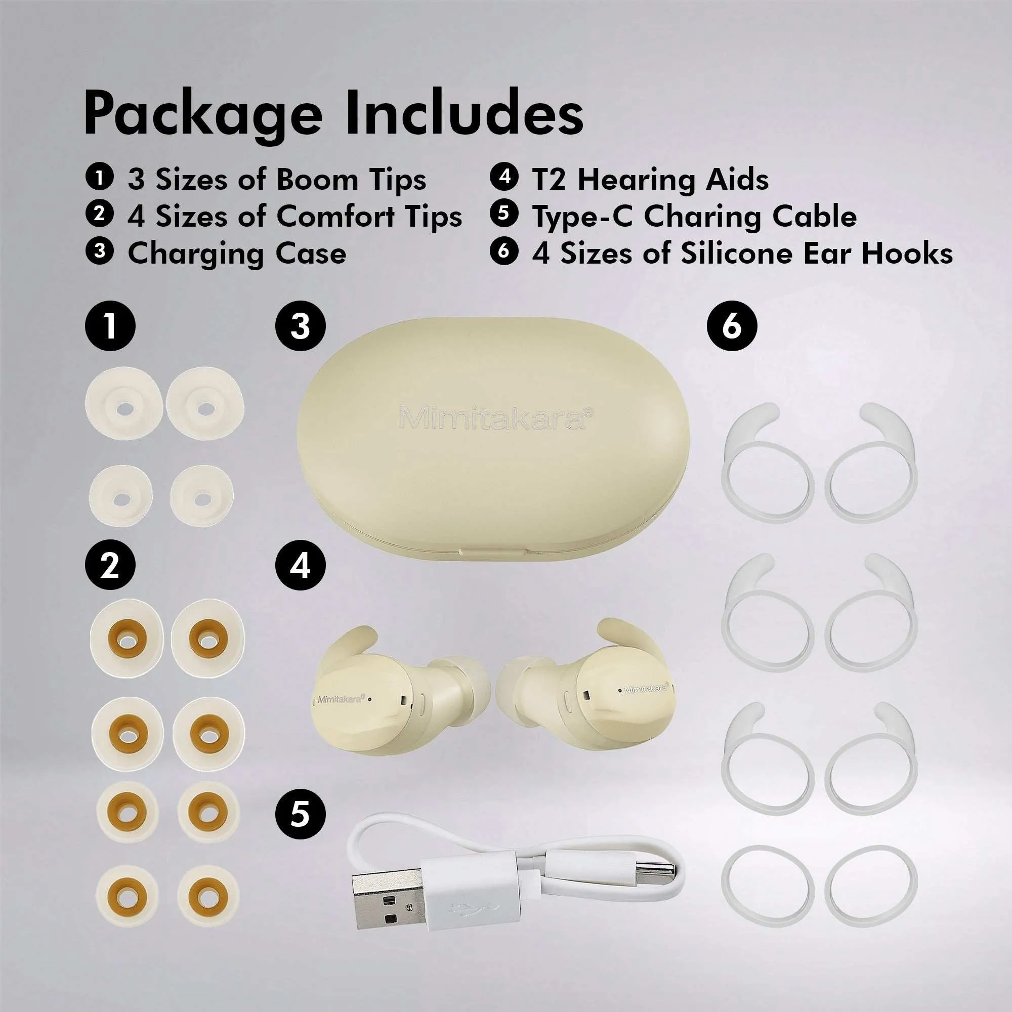 Mimitakara Bluetooth Rechargeable TWS goodHearing T2 Hearing Aid