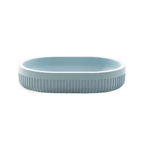 Modern Ribbed Blue Bath Accessories, Soap Dish 