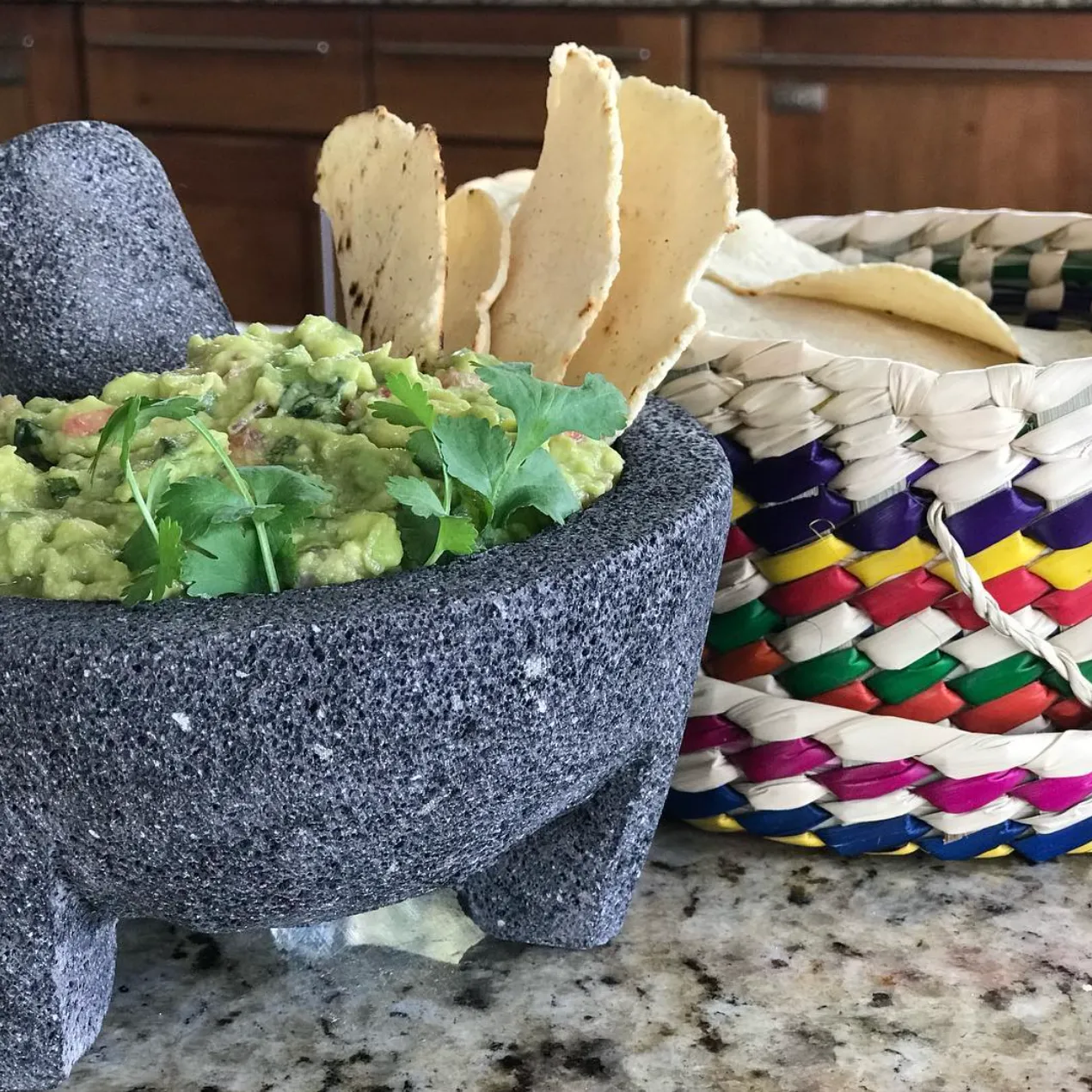 Molcajete with Tortilla Basket