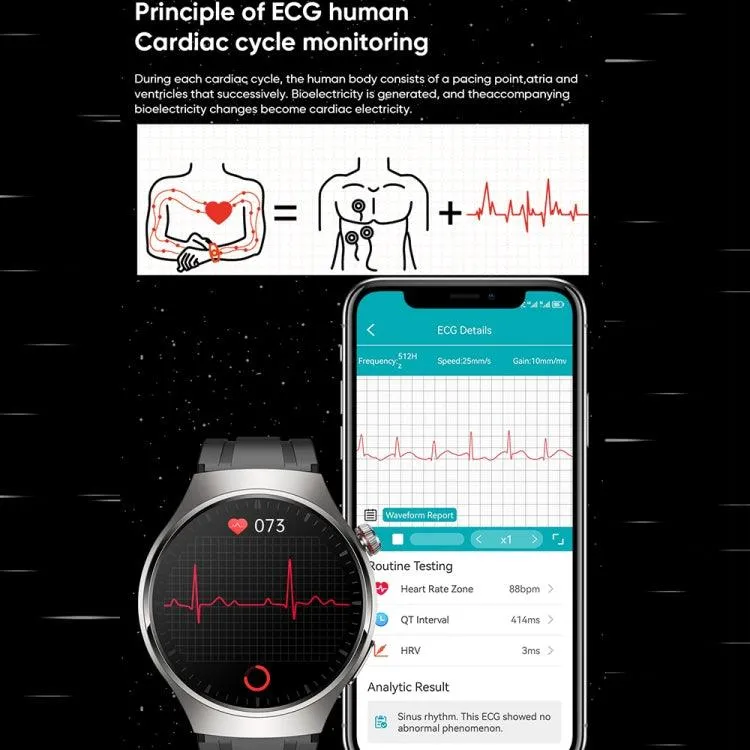 MT200 Pro 1.43" AMOLED Smart Watch with ECG, Body Temp, and Blood Glucose Tracking - IP67 Water Resistant