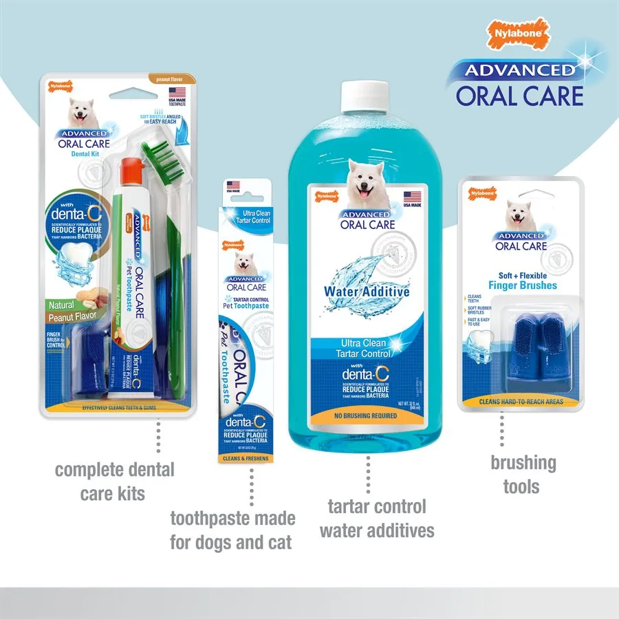 Nylabone Advanced Oral Care Senior Dog Dental Kit with Soft-Bristle Toothbrush 3 Count