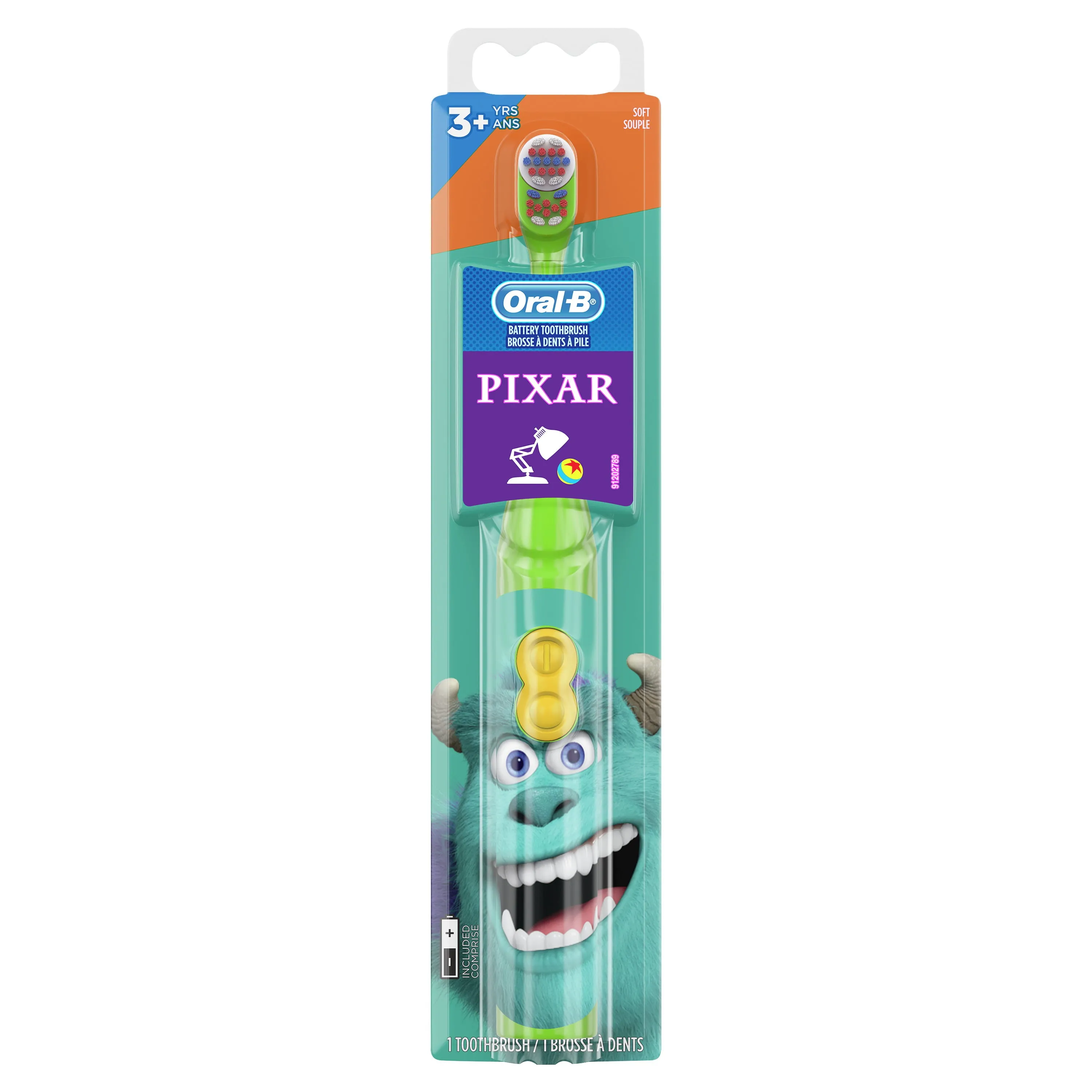 Oral-B Kid's Battery Toothbrush featuring PIXAR favorites, Soft Bristles, for Kids 3 