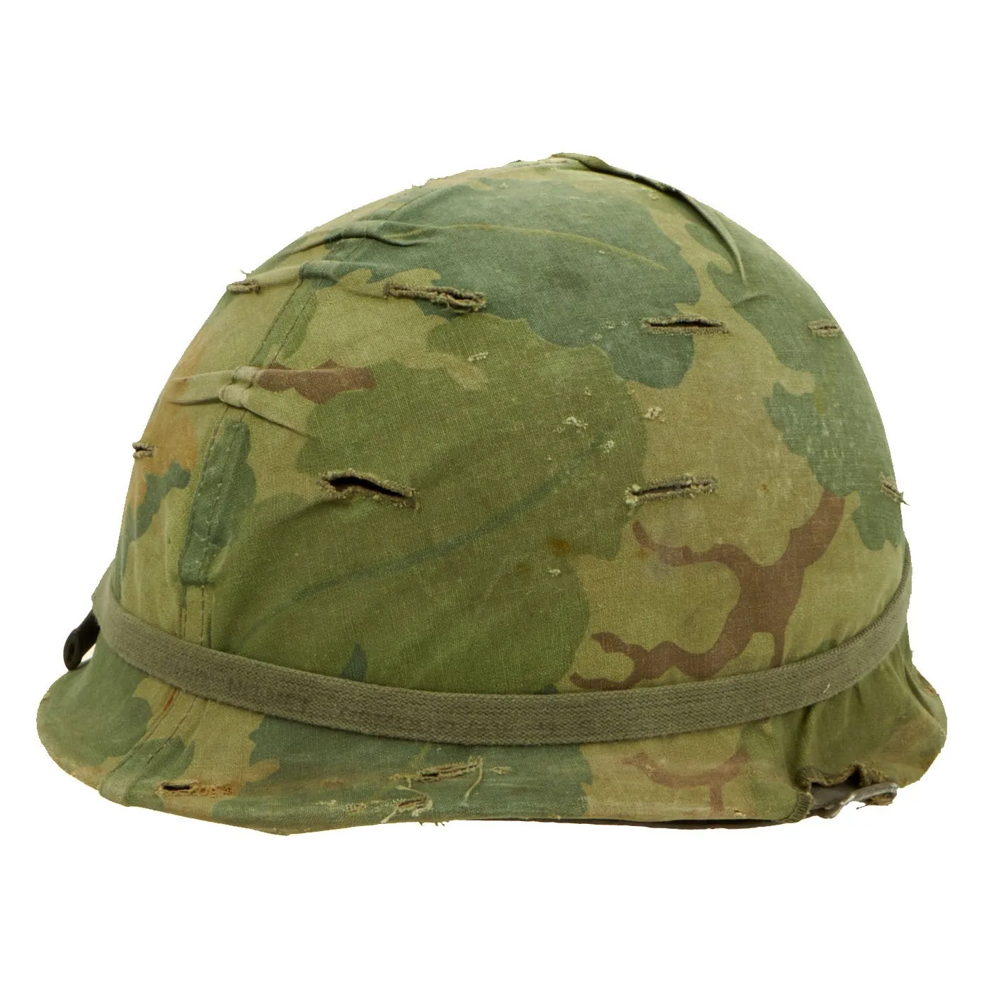 Original U.S. Vietnam M1 Helmet with USMC Camouflage Cover, Tobacco Pipe & Dummy Ammo