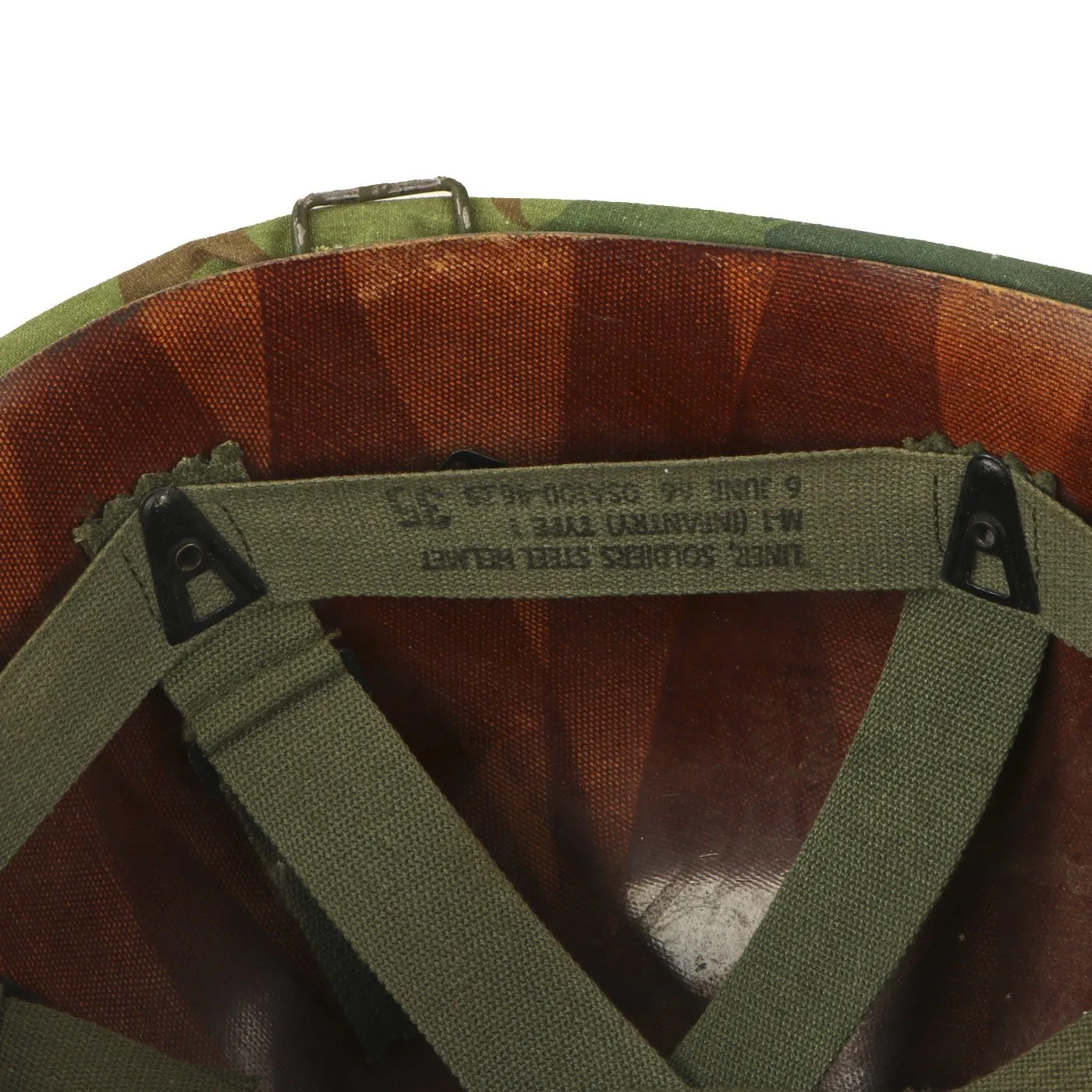 Original U.S. Vietnam M1 Ingersoll Helmet with Personalized USMC Camo Cover & Accessories