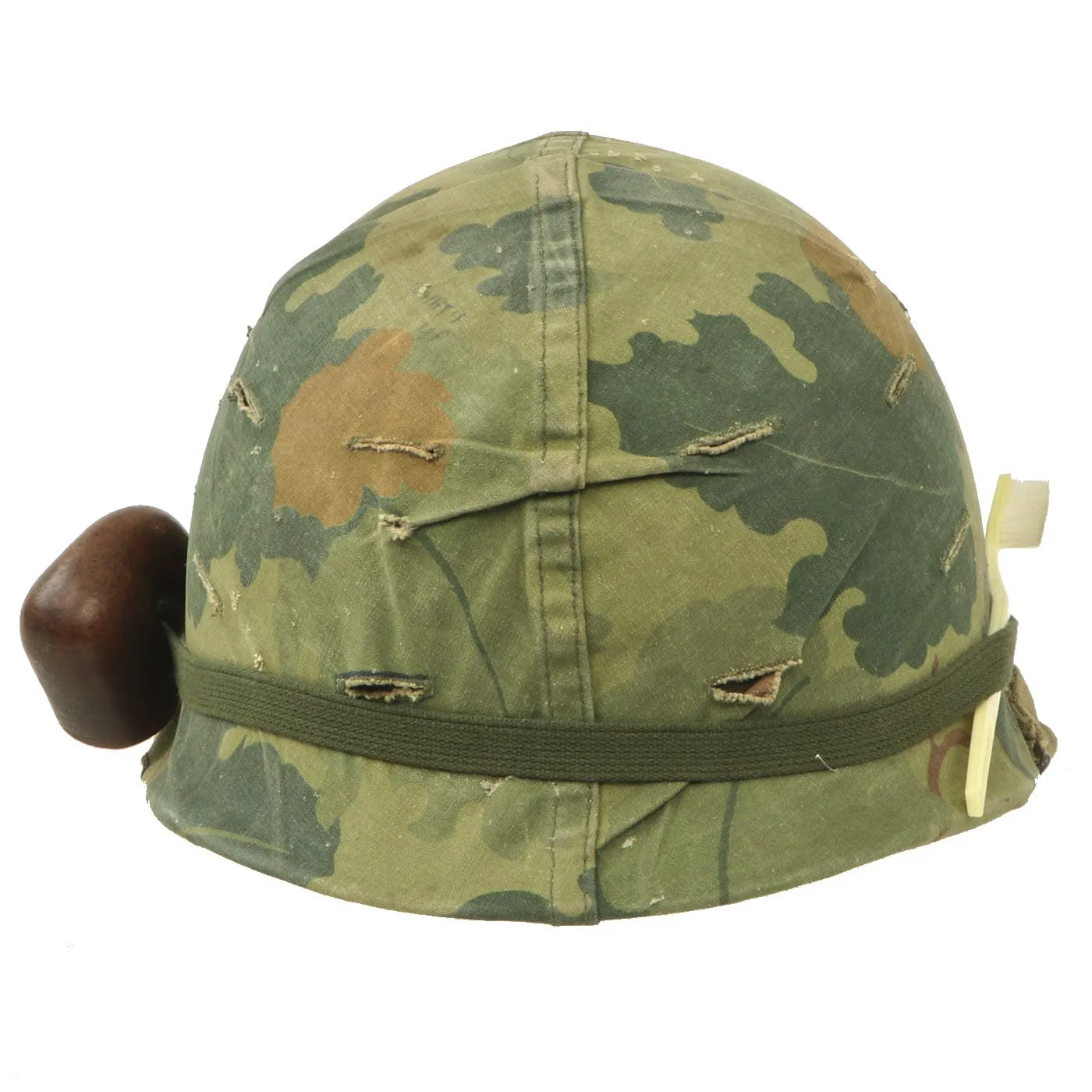 Original U.S. WWII & Vietnam Named M1 McCord Rear Seam Helmet with USMC Camo Cover & Accessories