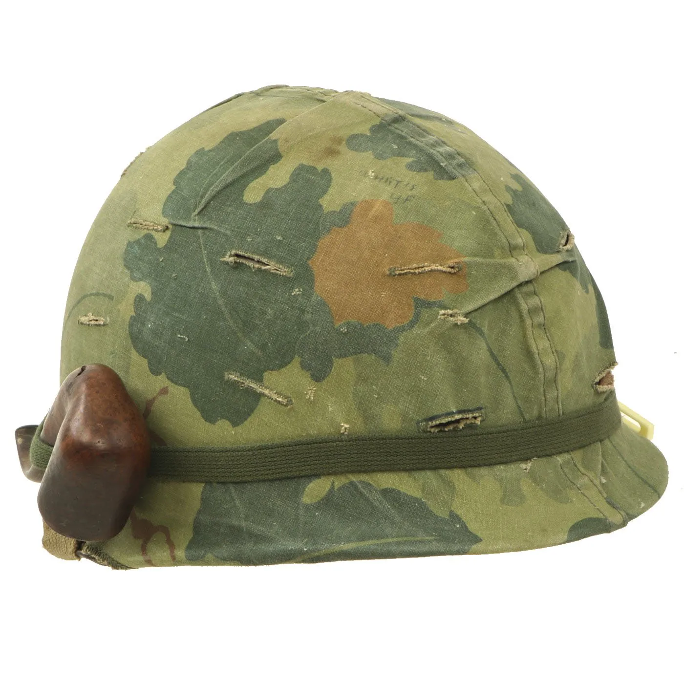 Original U.S. WWII & Vietnam Named M1 McCord Rear Seam Helmet with USMC Camo Cover & Accessories