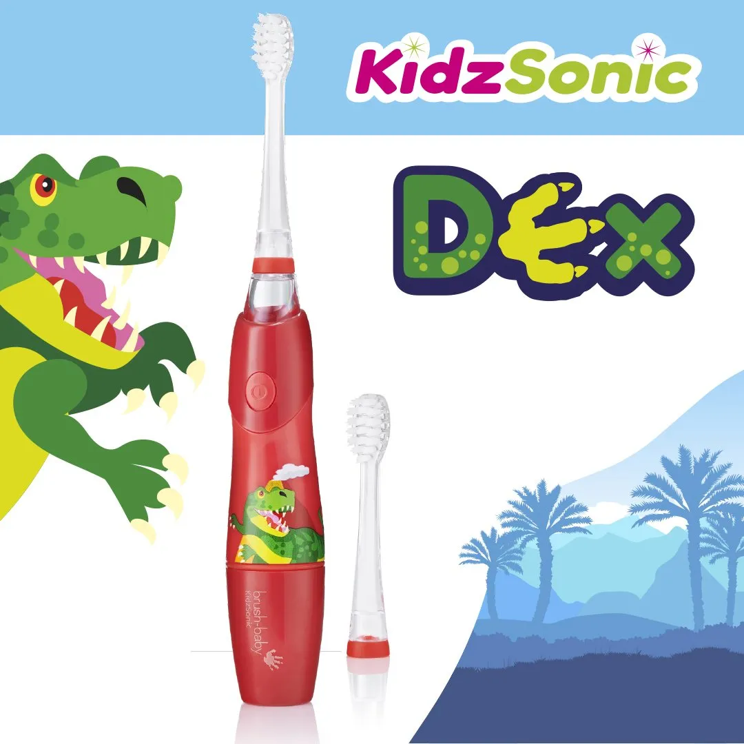 Pack of 2 KidzSonic® Dinosaur Kids Electric Toothbrush (Ages 3  Years)