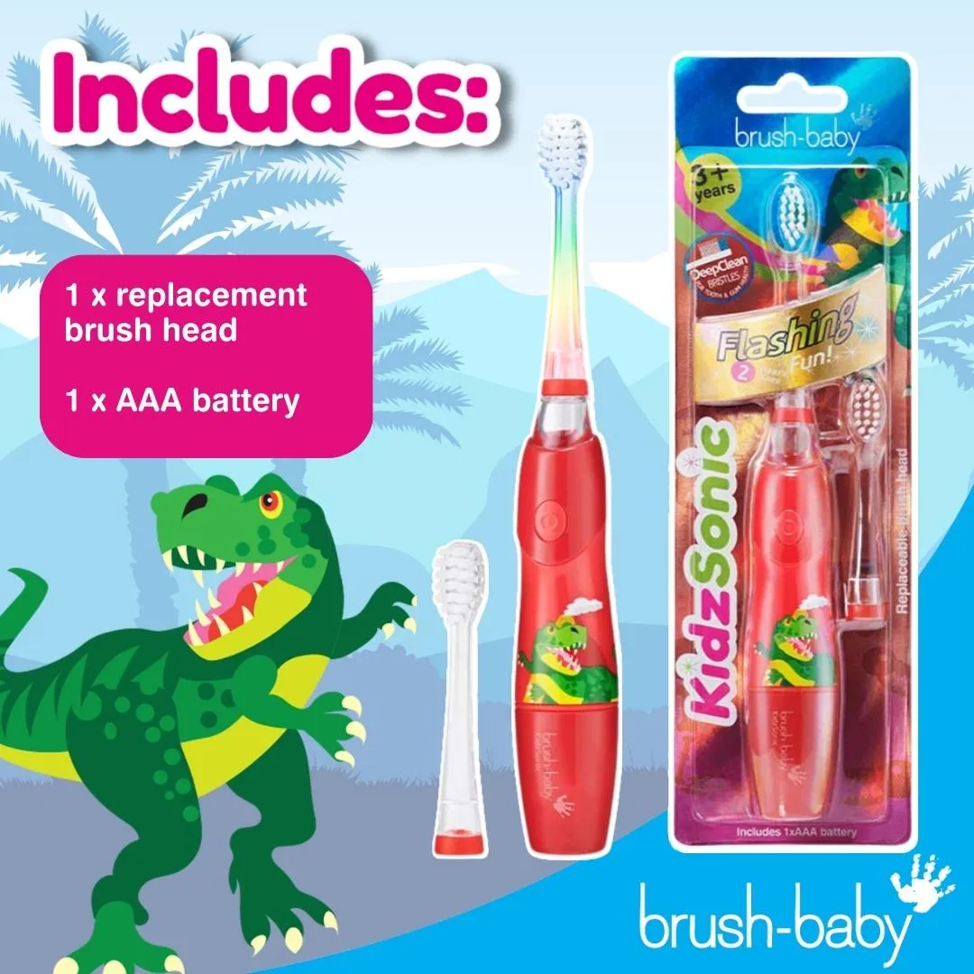 Pack of 2 KidzSonic® Dinosaur Kids Electric Toothbrush (Ages 3  Years)