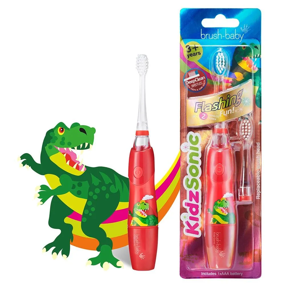 Pack of 2 KidzSonic® Dinosaur Kids Electric Toothbrush (Ages 3  Years)