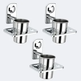 Plantex Dream High Grade Stainless Steel Tooth Brush Holder/Tumbler Holder/Bathroom Accessories (Chrome) - Pack of 3