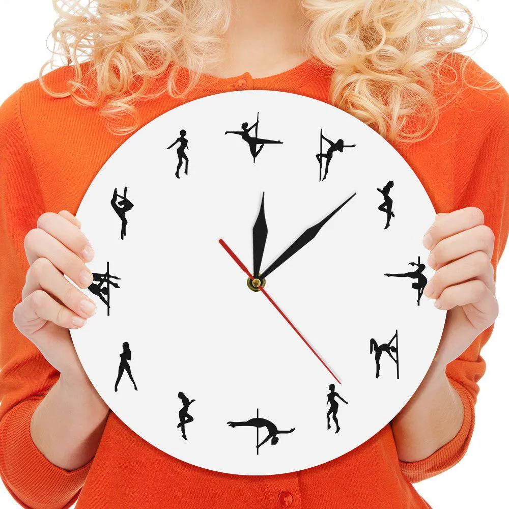 Pole Dancers Minimalist Design Modern Wall Clock Night Club Wall Decor Sexy Chick Dancing Strippers Decorative Clock Watch Gift