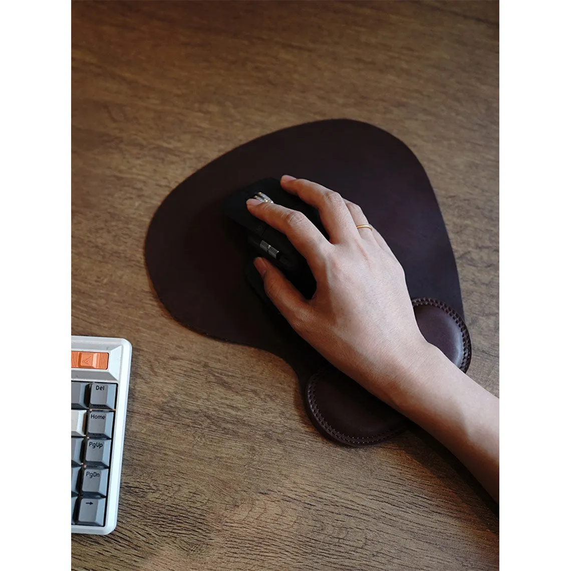 POPSEWING® Full Grain Leather Wrist Rest Mouse Pad