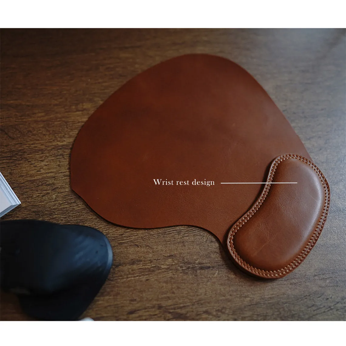 POPSEWING® Full Grain Leather Wrist Rest Mouse Pad