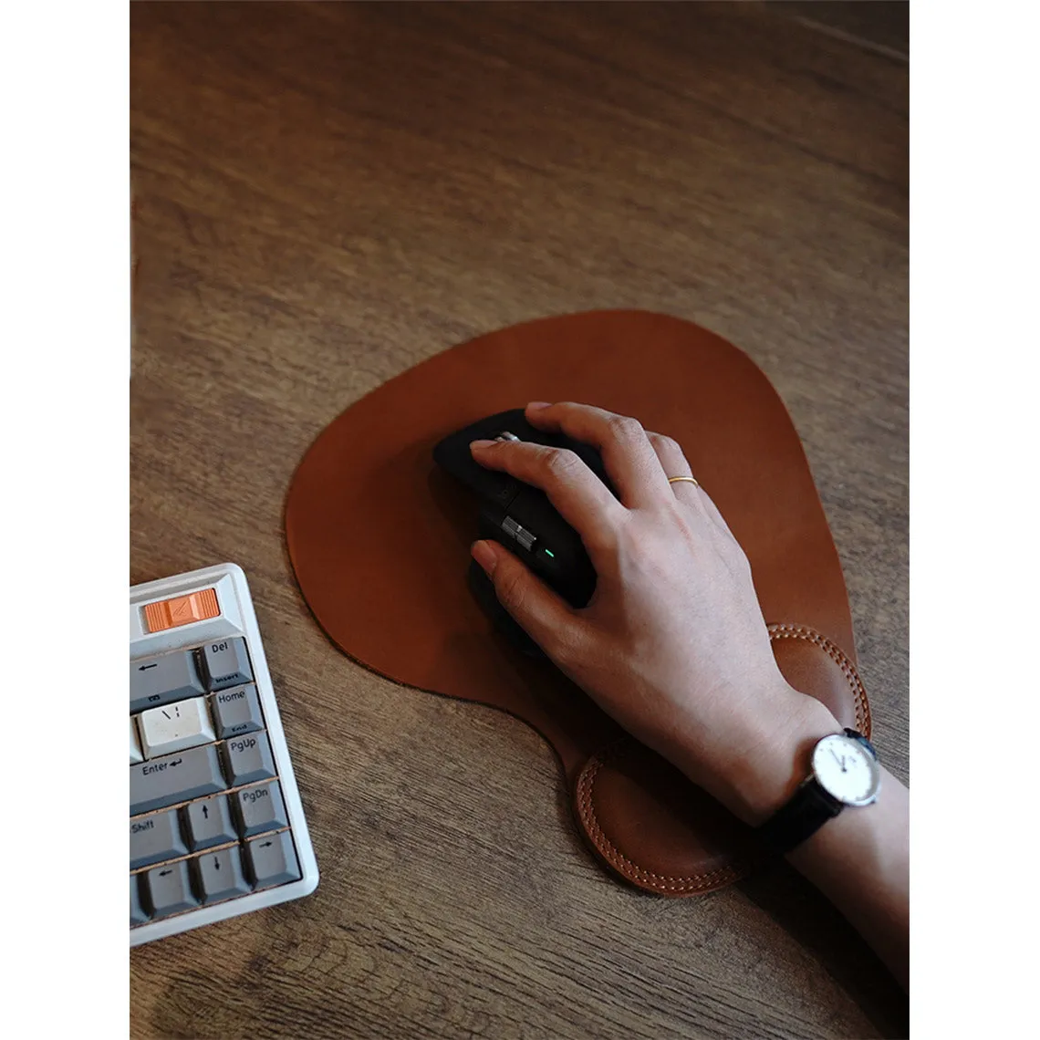 POPSEWING® Full Grain Leather Wrist Rest Mouse Pad