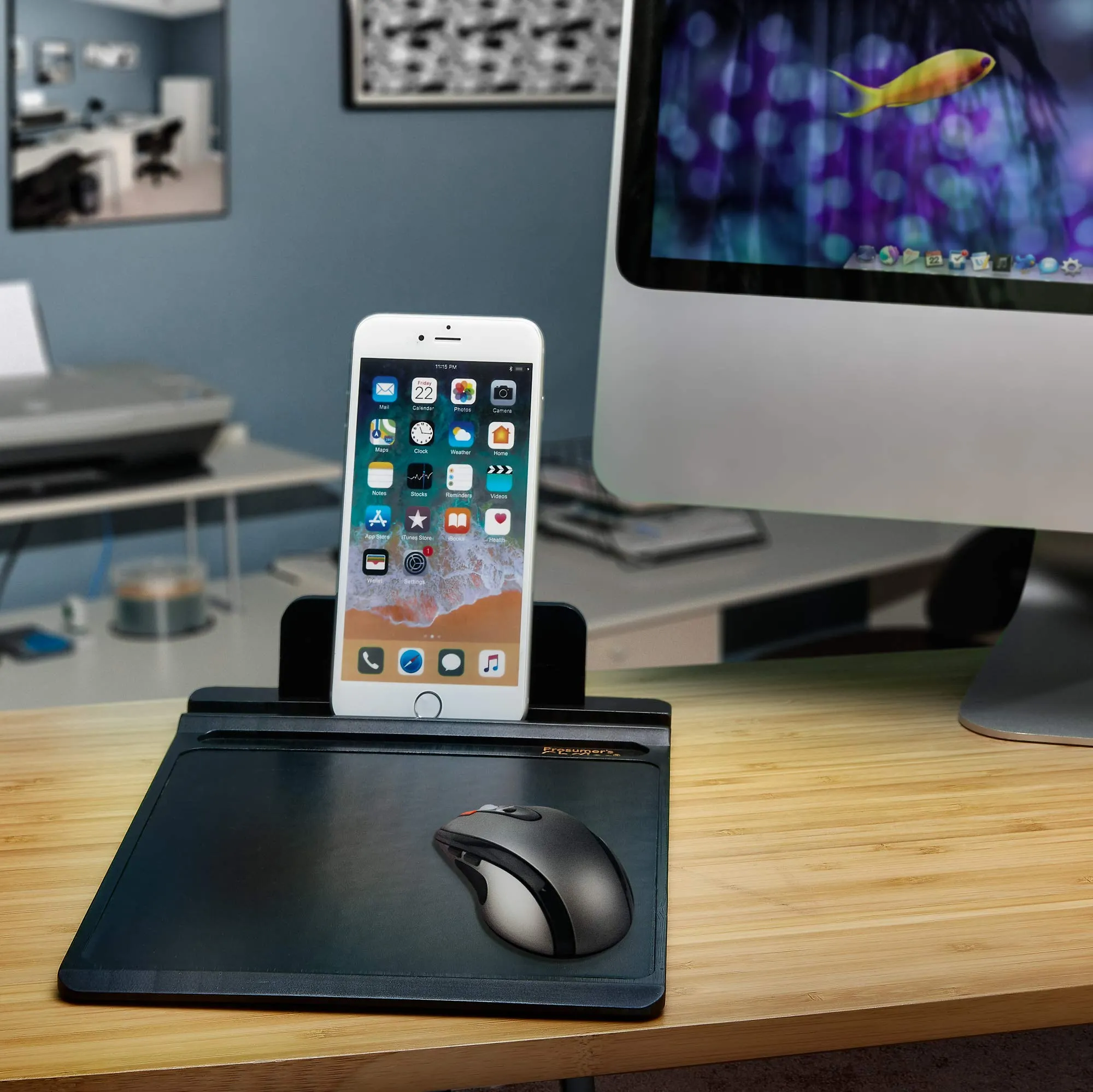 Prosumer's Choice Bamboo Mouse Pad with Phone/Tablet Stand