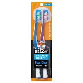 Reach Toothbrush, Ultra Clean Floss Tip, Soft, 2 Pack