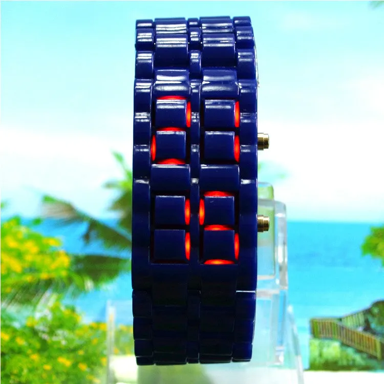 Red LED Digital Lava Plastic Sport Men Women Unisex Wrist Day Date Watch