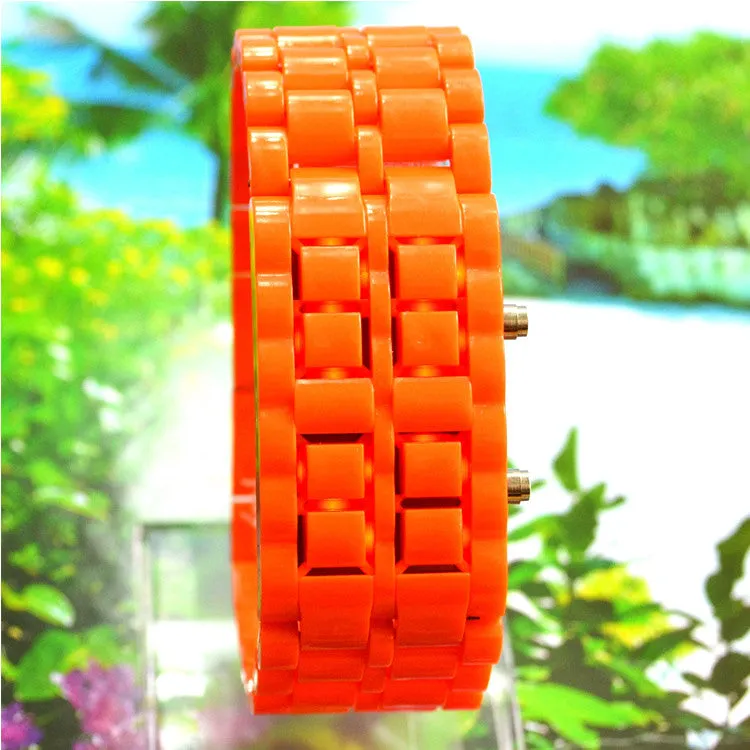 Red LED Digital Lava Plastic Sport Men Women Unisex Wrist Day Date Watch