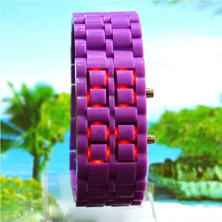 Red LED Digital Lava Plastic Sport Men Women Unisex Wrist Day Date Watch