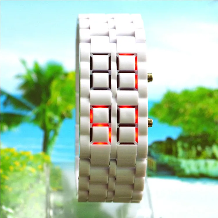 Red LED Digital Lava Plastic Sport Men Women Unisex Wrist Day Date Watch