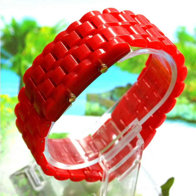 Red LED Digital Lava Plastic Sport Men Women Unisex Wrist Day Date Watch