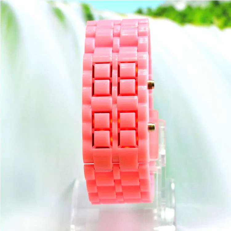 Red LED Digital Lava Plastic Sport Men Women Unisex Wrist Day Date Watch