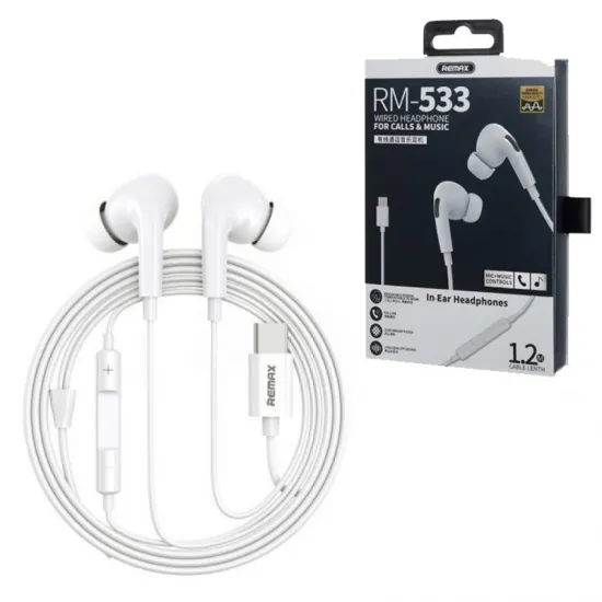 Remax RM-533 Type C Wired In-Ear Headphone for Calls & Music