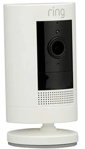 Ring Stick Up Cam Battery HD security camera with custom privacy controls, Simple setup, Works with Alexa - White