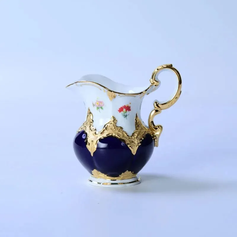 Royal Cort Luxury  Style Fine Porcelain 24 K Gold Plated Blue and White Coffee Tea sets