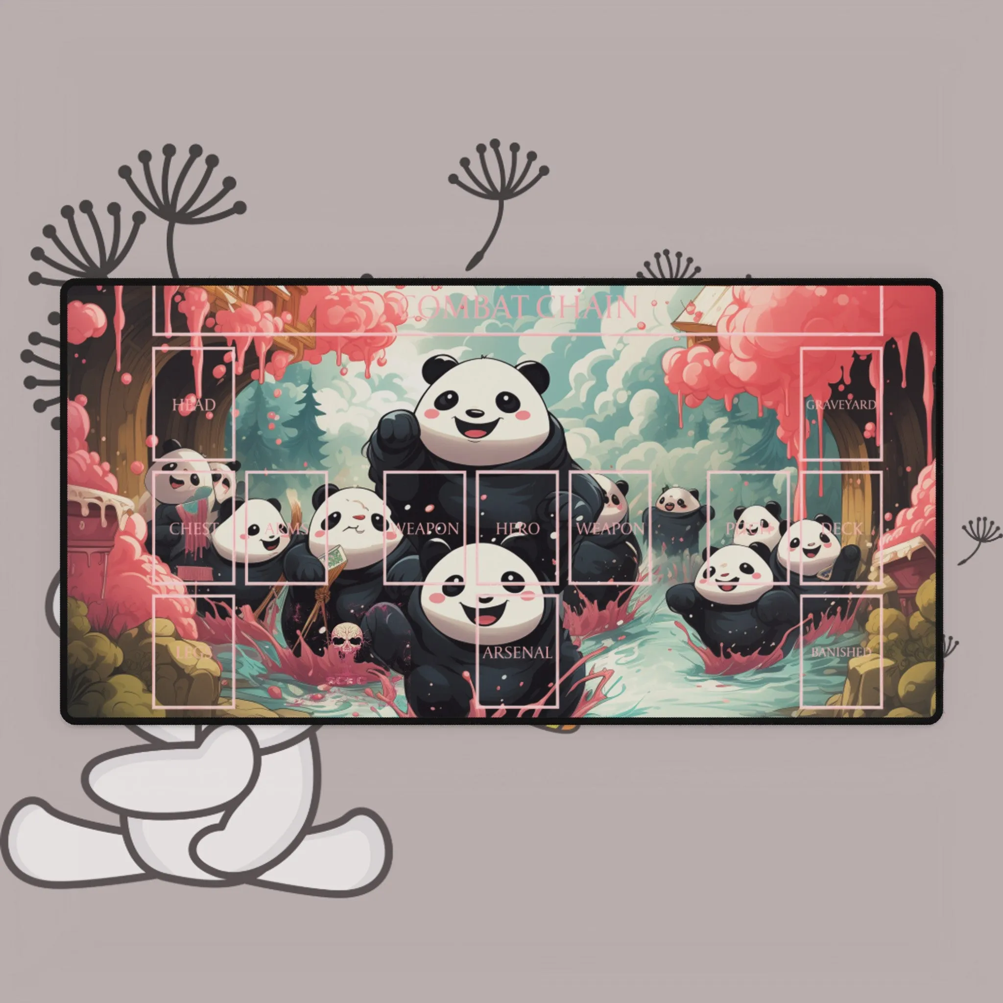 SCBC: "River Pandas" Play Mat. Flesh & Blood. Card Game. Brute. Cards. Fun. Play Mat. Birthday Gift. Gift For Nerds.