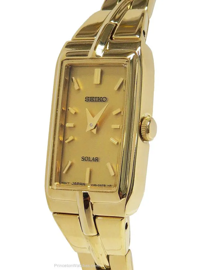 Seiko Solar Ladies Dress Watch - Champagne Dial - Bangle-Style - Gold-Tone