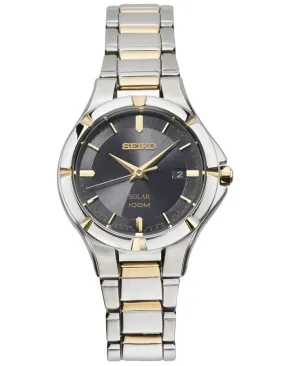 Seiko Solar Ladies Sport Dress Watch - Black Dial - Two-Tone - Date - Bracelet