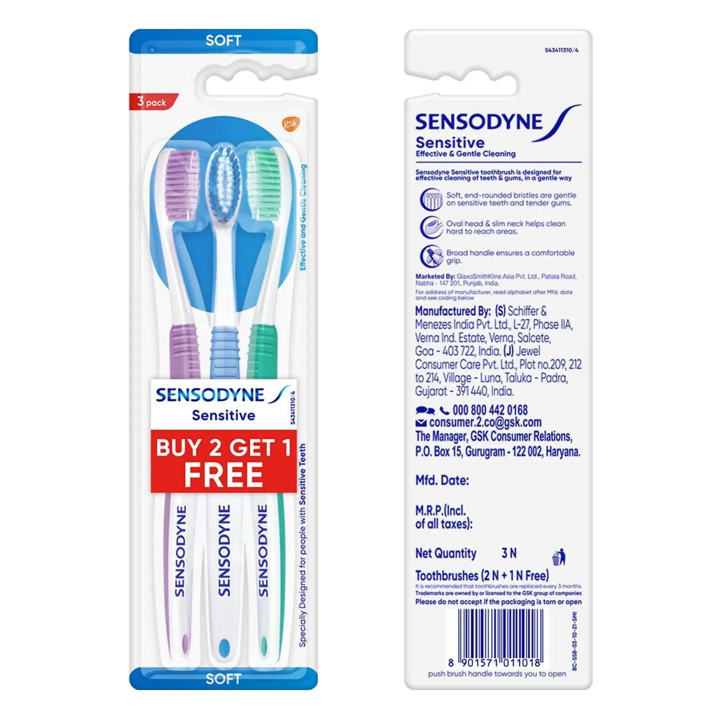 Sensodyne Toothbrush For Soft Sensitive Teeth (Pack of 3)