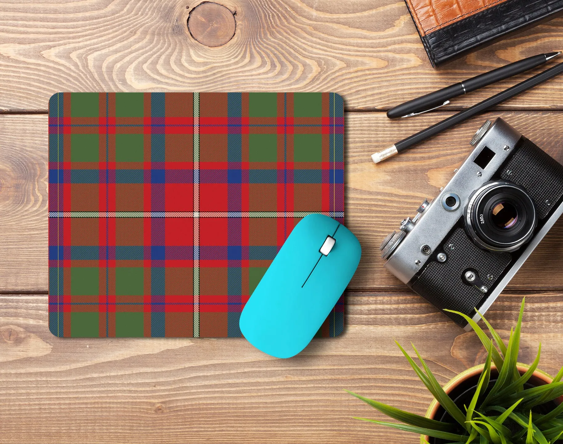 Shaw Red Modern Tartan Mouse Pad