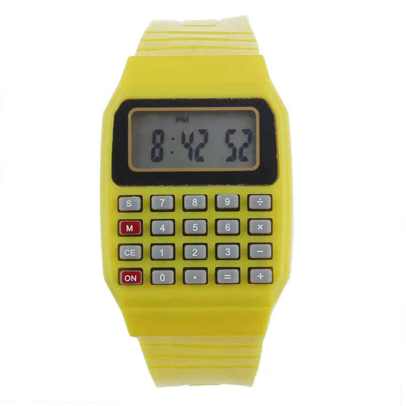 Silicone Multi-Purpose Electronic Wrist Watch with Calculator