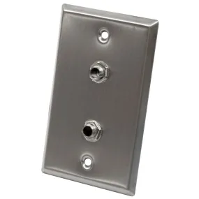 Stainless Steel Wall Plate - Dual 1/4" TRS Stereo Jacks