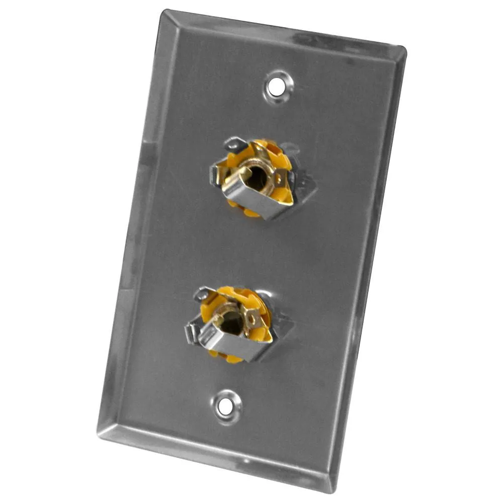 Stainless Steel Wall Plate - Dual 1/4" TRS Stereo Jacks