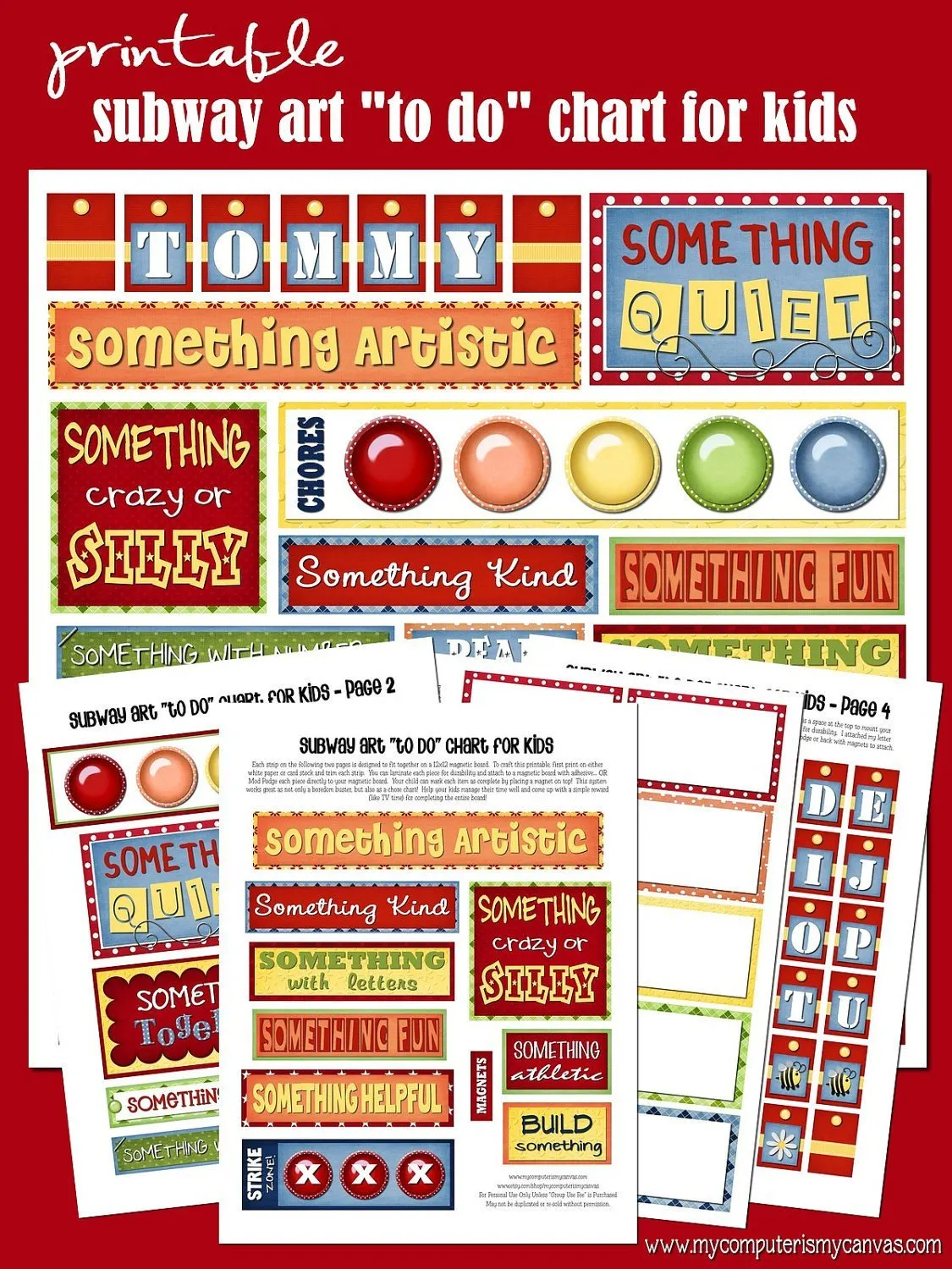 Subway Art Chore Chart & Boredom Buster PRINTABLE