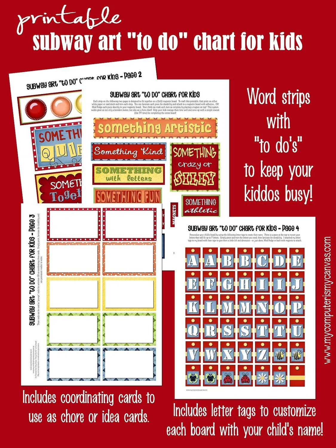 Subway Art Chore Chart & Boredom Buster PRINTABLE