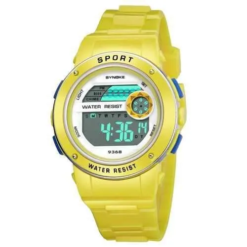 SYNOKE 9368 Multifunctional Waterproof Student Movement Watch - Yellow