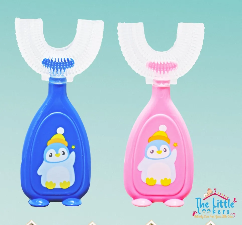 THE LITTLE LOOKERS 360° U-Shaped Baby Toothbrush with Food Grade Silicone Head | 100% BPA Free, Soft Bristles & Easy Grip for Babies & Kids (Pack of 2 )