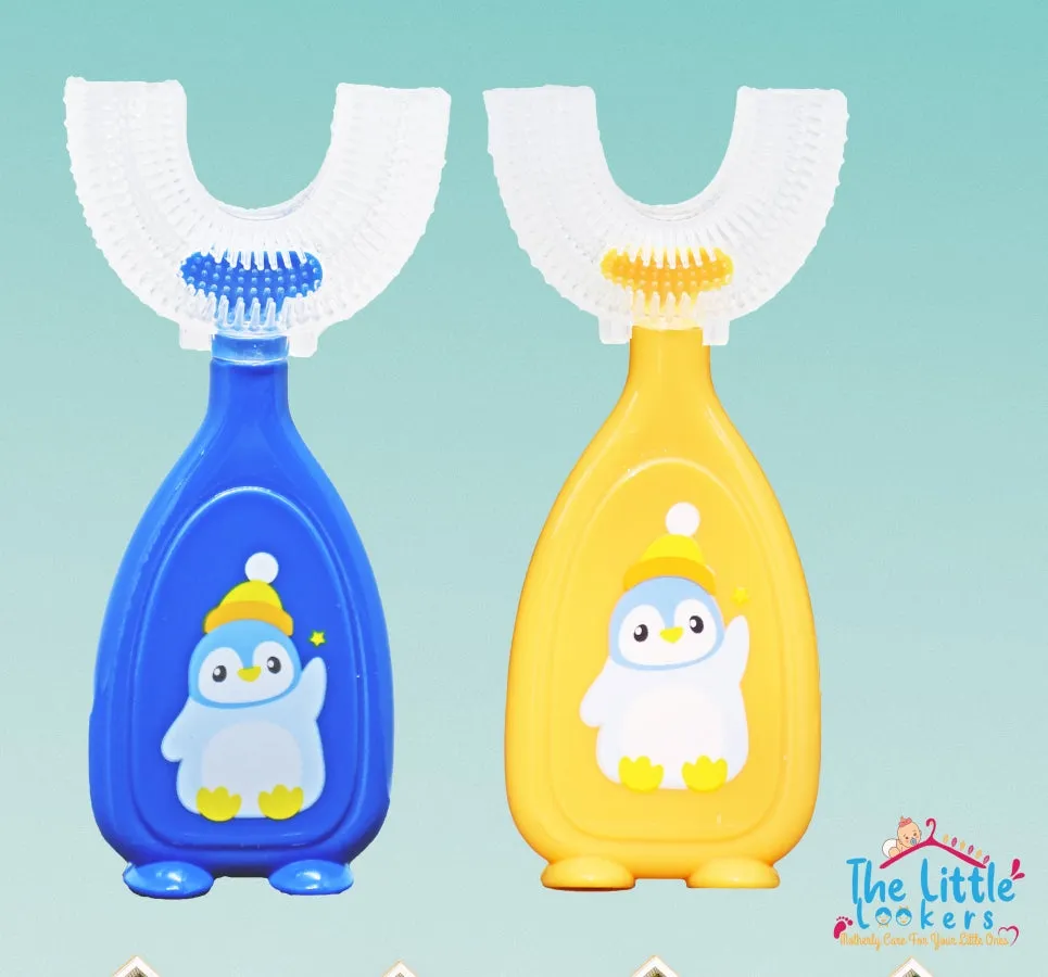 THE LITTLE LOOKERS 360° U-Shaped Baby Toothbrush with Food Grade Silicone Head | 100% BPA Free, Soft Bristles & Easy Grip for Babies & Kids (Pack of 2 )