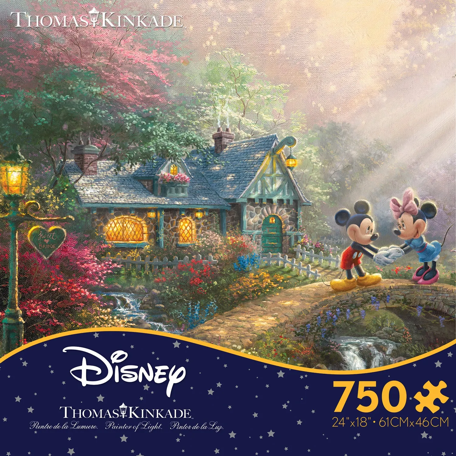 Thomas Kinkade Disney - Mickey and Minnie Sweetheart Bridge - 750 Piece Puzzle