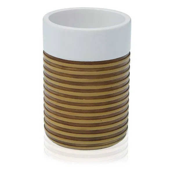 Toothbrush Holder Plastic White/Brown