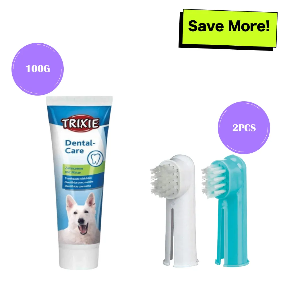 Trixie Toothpaste with Mint and Toothbrush for Dogs Combo