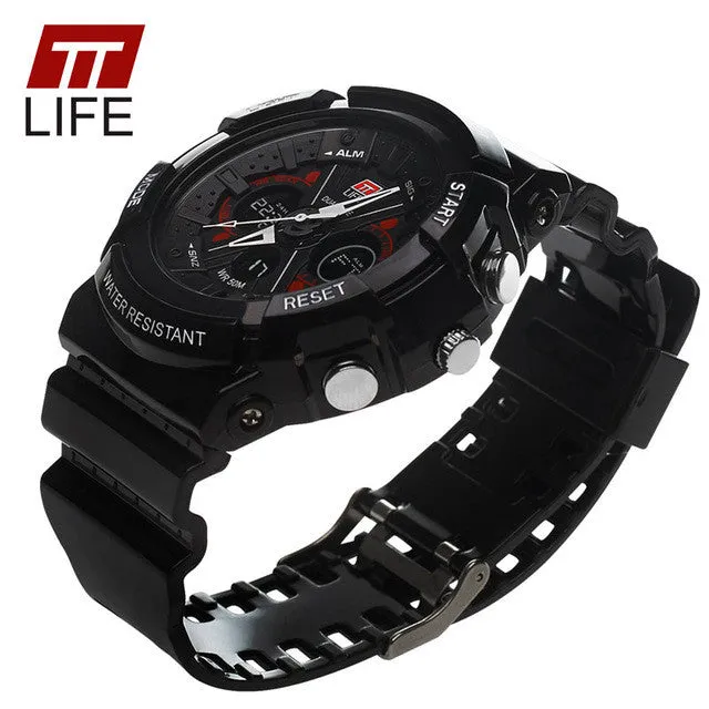 TTLIFE Watch Men Waterproof 50m LED Sport Running Watch Luxury Brand Male Outdoor Digital Army Military Wrist Watch TS01